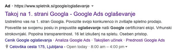 Foto: Google oglaševanje